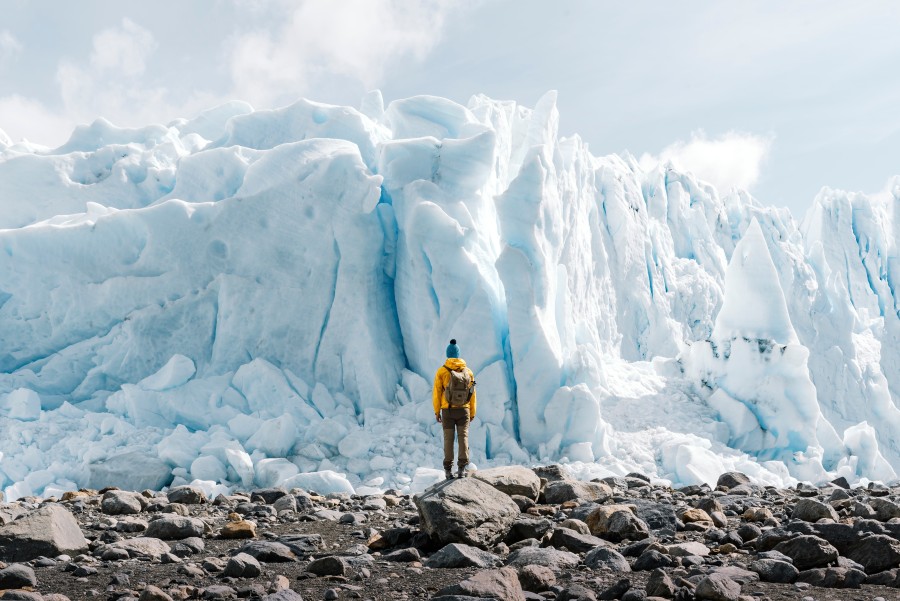 a man and a glacier