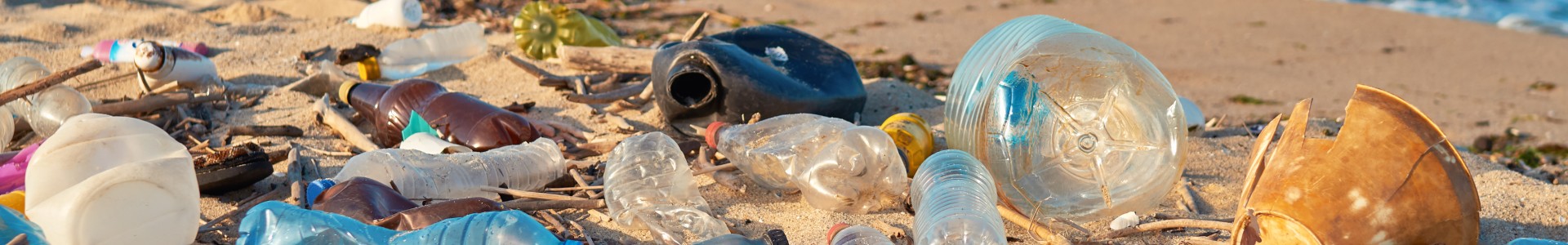 Plastic waste on a beach