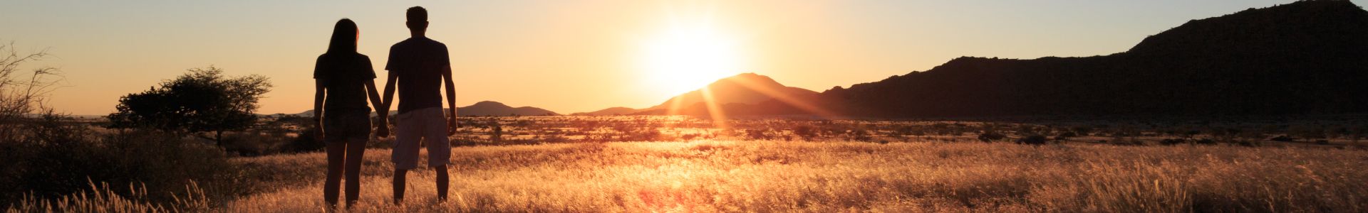 People starting out at a sunset